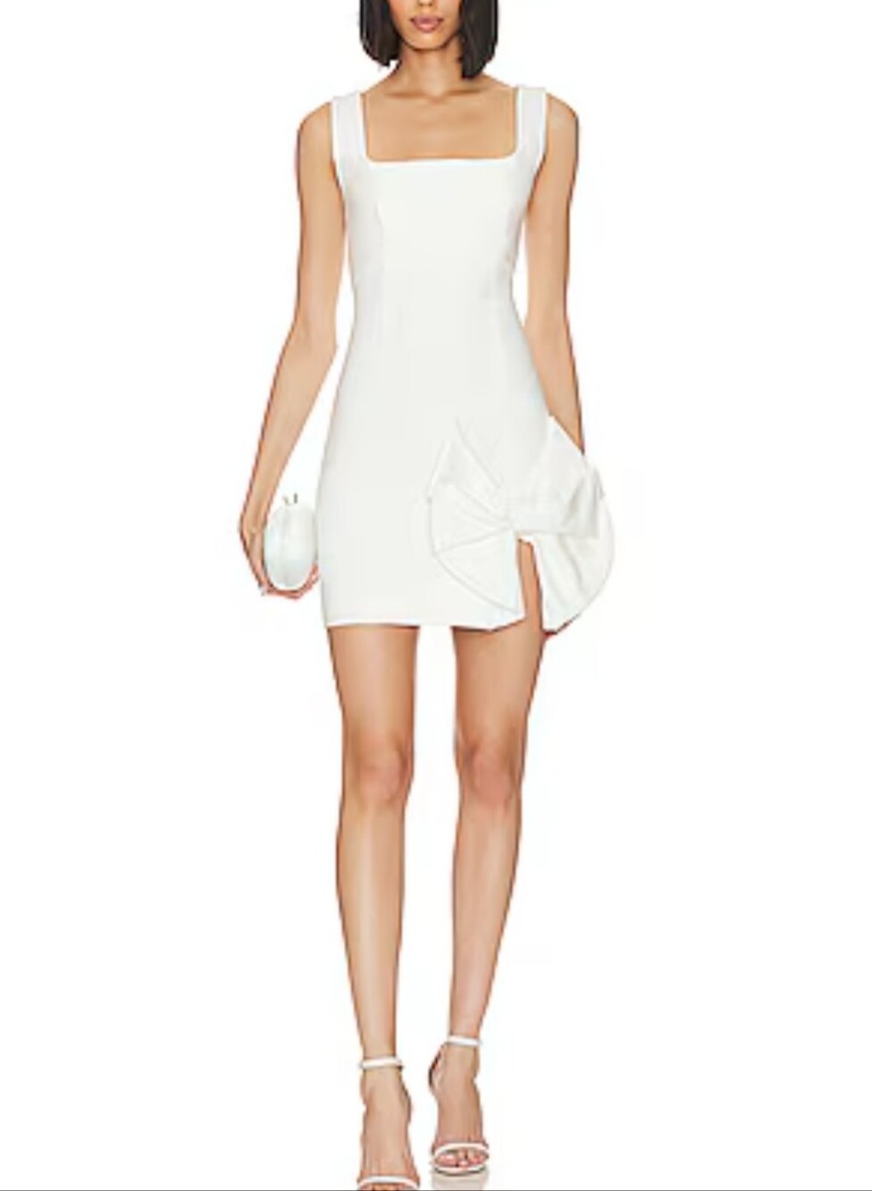Elliatt Rays White Square-Neck Mini Dress with Side Bow size S new with tags